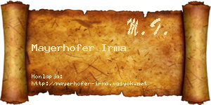 Mayerhofer Irma névjegykártya